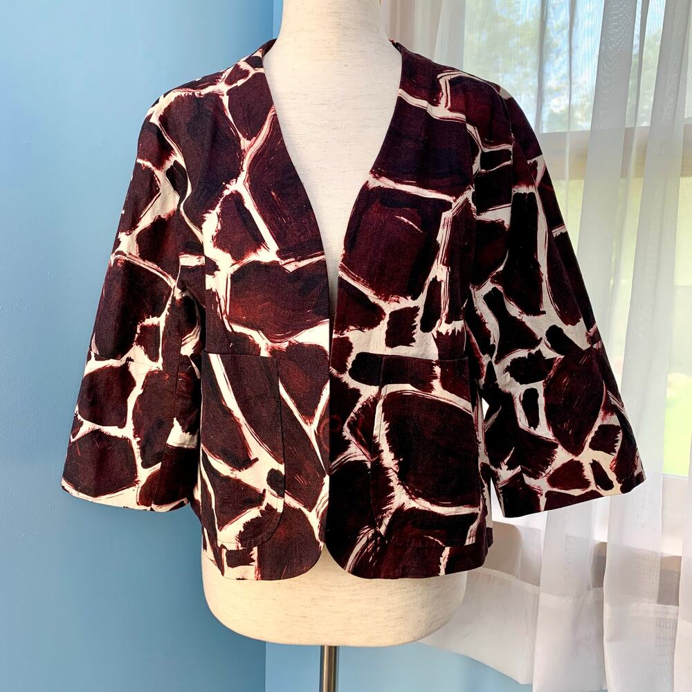 Anthropologie Leifsdottir Linen Blend Giraffe Jacket Size 6 - Picture 2 of 8